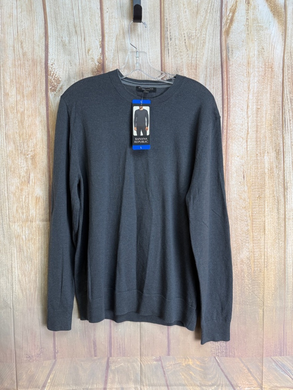 💵NWT Banana Republic Gray Merino Wool Men's Classic Crewneck Sweater Size Large